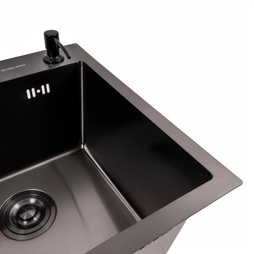 Фото - Мойка кухонная VALESO 45x45 Handmade PVD черная (сифон круглый 3,0/0,8)