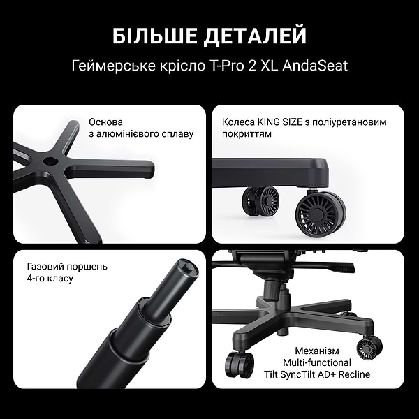 Фото - Кресло для геймеров Anda Seat T-Pro 2 Grey/Black Size XL (AD12XLLA-01-GB-F)