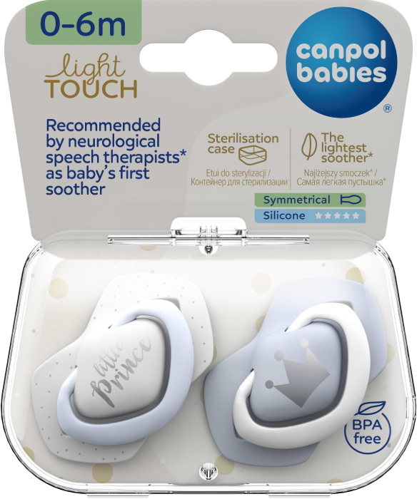 Фото - Симетрична пустушка Canpol babies 0-6 міс ROYAL BABY 2 шт. - блакитна (22/650_blu)