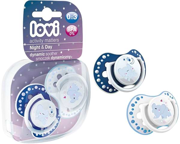 Фото - Динамическая пустышка Lovi 0-3 м-цев 2 шт. LOVI Night i Day (22/809boy)