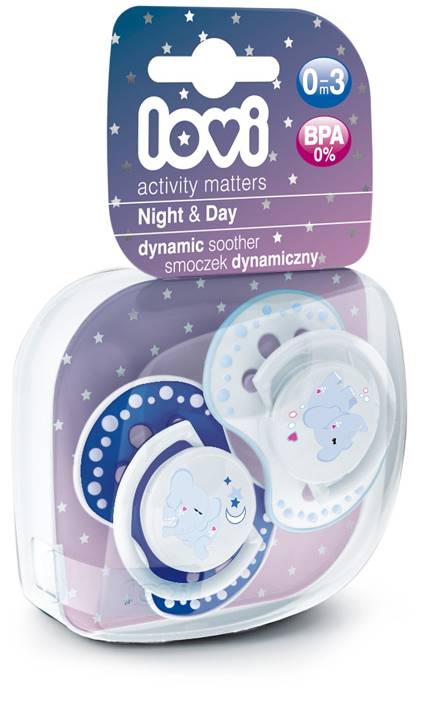 Фото - Динамическая пустышка Lovi 0-3 м-цев 2 шт. LOVI Night i Day (22/809boy)
