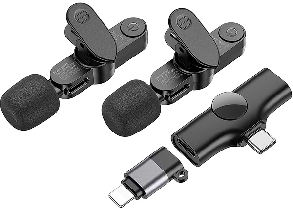 Фото - Мікрофон для смартфона BOROFONE BFK12 Trophy lavalier wireless digital microphone iP/Type-C Black (6941991106408)