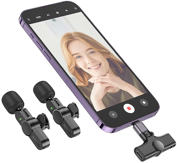 Фото - Мікрофон для смартфона BOROFONE BFK12 Trophy lavalier wireless digital microphone iP/Type-C Black (6941991106408)