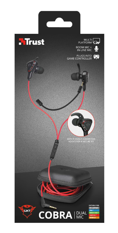 Фото - Гарнитура проводная игровая Trust GXT 408 Cobra Multiplatform 3.5mm Red (23029)