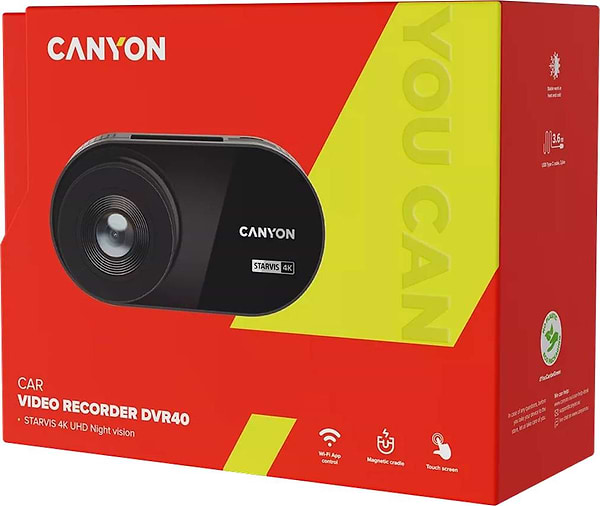 Фото - Видеорегистратор Canyon DVR40 UltraHD 4K 2160p Wi-Fi Black (CND-DVR40)