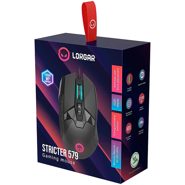 Фото - Миша дротова ігрова Lorgar Stricter 579 RGB LCD Wired USB Black (LRG-GMS579)
