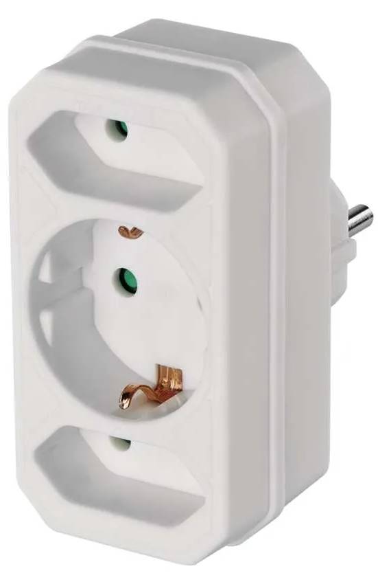 Розгалужувач 220В EMOS адаптер SCHUKO (P00272)  2× прямокутна + 1× кругла, біла - Фото 1