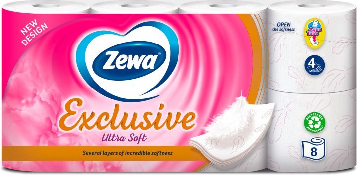 Туалетная бумага Zewa Exclusive Ultra Soft 4 слоя 8 рулонов (7322541191041)