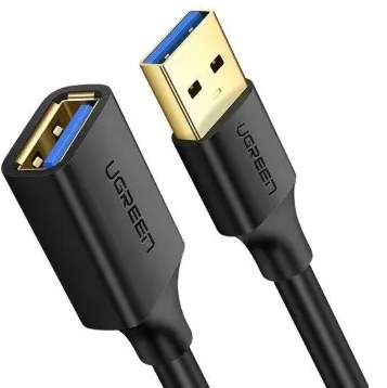 Кабель USB type A - USB type A UGREEN US129 USB 3.0 Extension Male 1.5m Black (30126) - Фото 1