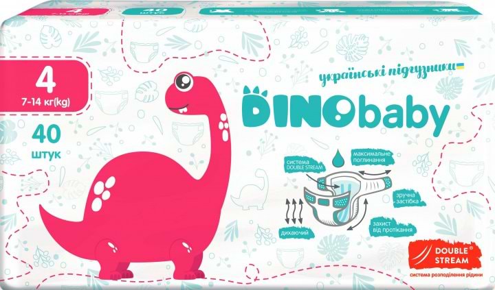 Одноразові підгузки DinoBaby Розмір 4 (7-14 кг), 40 шт. (DB4.591) - Фото 1