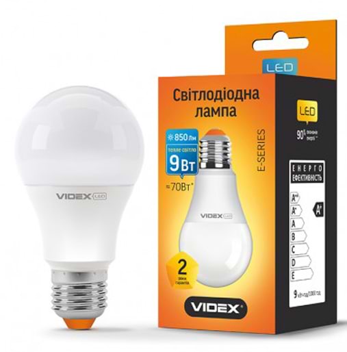 Фото - Лампочка светодиодная Videx A60e 9W E27 3000K 220V (23489)