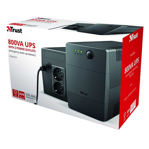 Фото - Джерело безперебійного живлення Trust Paxxon 800Va UPS 2 Outlets (23503)