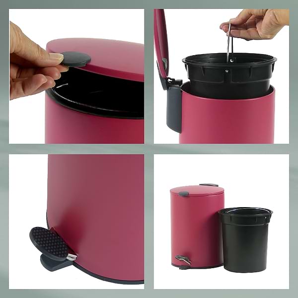 Фото - Бак для сміття з педаллю Kela Mats пастельно-червоний 3 л (23618)