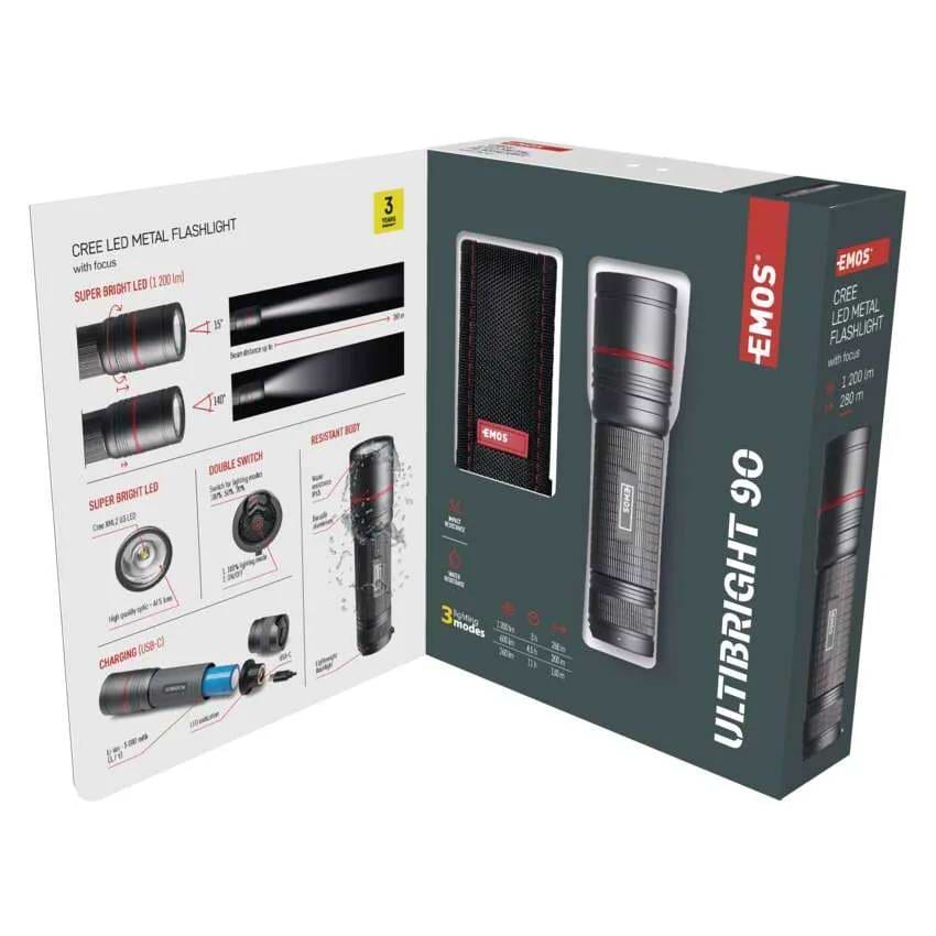 Фото - Фонарь EMOS P3190 Ultibright 90 1200 Lm 5000 mAh металл фокус