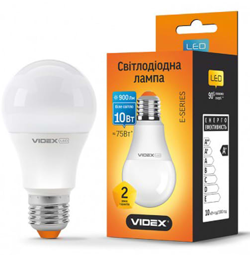 Фото - Лампочка светодиодная Videx A60e 10W E27 4100K 220V (23789)