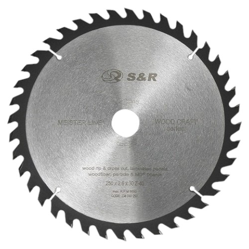 Диск алмазный S&R WoodCraft 250x30x2.6 Z40 (238040250)