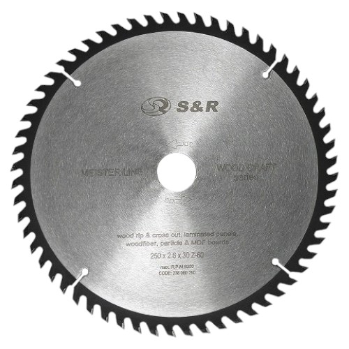 Диск алмазный S&R WoodCraft 250x30x2.6 Z60 (238060250)