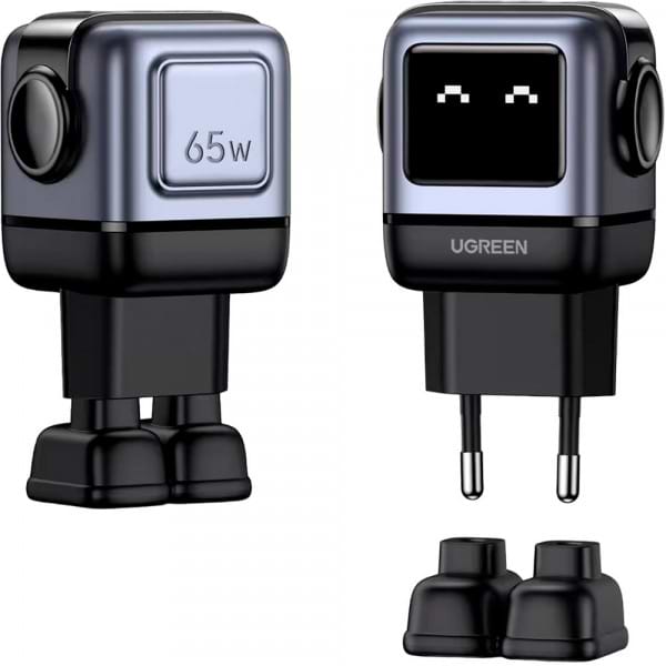 Фото - Сетевое зарядное устройство UGREEN CD361 3xUSB 65W 2xUSB-C+USB-A Gan Robot tech Fast Charger Gray (25685B)