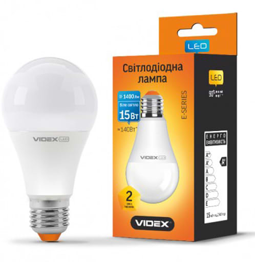 Лампочка світлодіодна Videx A65e 15W E27 4100K 220V (23884)