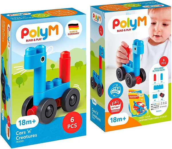 Фото - Пластиковий конструктор PolyM Машинки і звірята 6 деталей (760001)