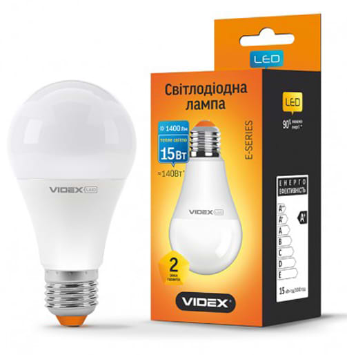 Лампочка світлодіодна Videx A65e 15W E27 3000K 220V (23922)