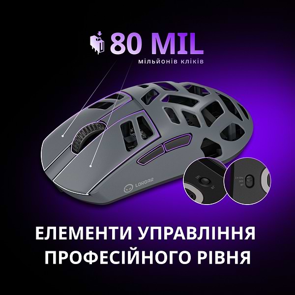 Фото - Мышь беспроводная игровая Lorgar Elite MSE90W Wireless Gaming Mouse Elite Dark Grey (LRG-MSE90W-DG)