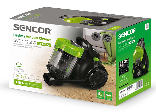 Фото - Пылесос для сухой уборки без мешка Sencor SVC1025GR