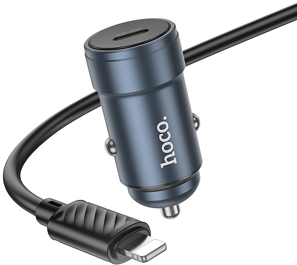 Фото - Автомобильное зарядное устройство HOCO Z57 Glorious single-port PD30W car charger set (C to iP) Metal Gray (6942007633062)