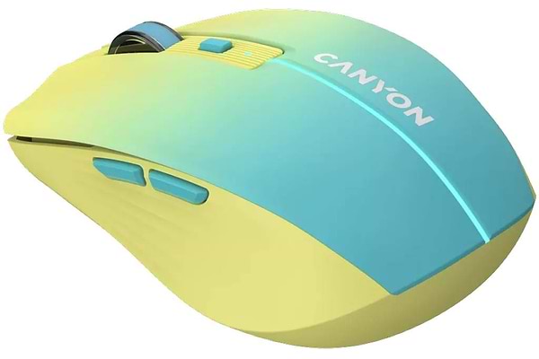 Фото - Мышь беспроводная Canyon MW-44 LED BT/Wireless Rechargeable Yellow Blue (CNS-CMSW44UA)