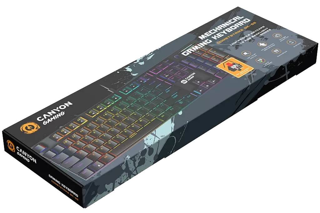 Фото - Клавіатура дротова ігрова Canyon Cometstrike GK-55 RGB ENG/UKR Black (CND-SKB55-US)