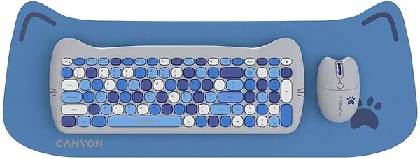 Фото - Клавиатура+мышь беспроводная Canyon HSET-W6 Kitty Edition Blue (CNS-HSETW6BL)