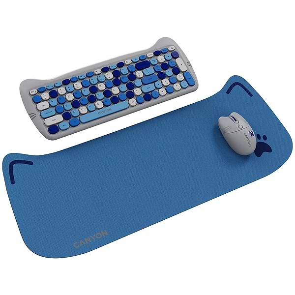 Фото - Клавиатура+мышь беспроводная Canyon HSET-W6 Kitty Edition Blue (CNS-HSETW6BL)