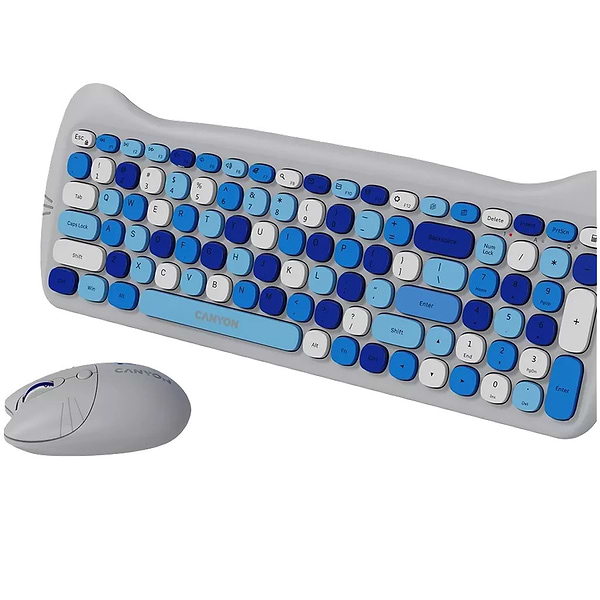 Фото - Клавиатура+мышь беспроводная Canyon HSET-W6 Kitty Edition Blue (CNS-HSETW6BL)