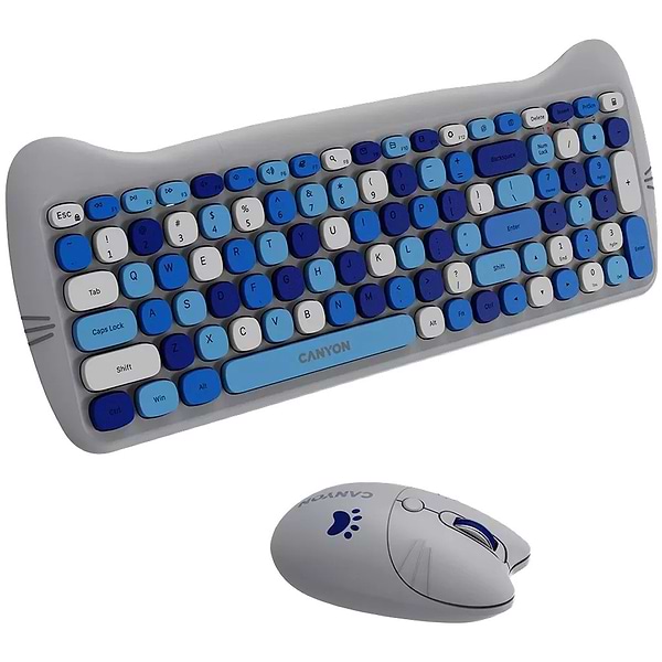 Фото - Клавиатура+мышь беспроводная Canyon HSET-W6 Kitty Edition Blue (CNS-HSETW6BL)