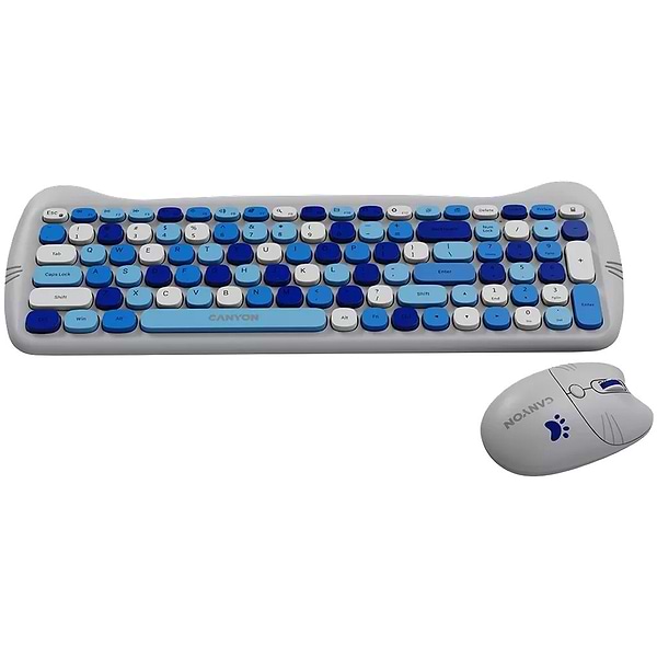 Фото - Клавиатура+мышь беспроводная Canyon HSET-W6 Kitty Edition Blue (CNS-HSETW6BL)