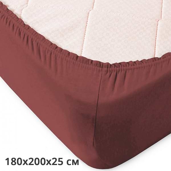 Фото - Простынь полуторная GM Textile на резинке коричневая 160х200х25