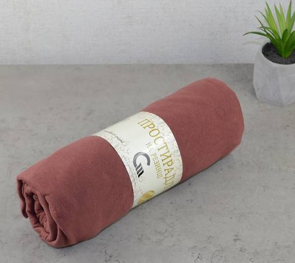 Фото - Простынь полуторная GM Textile на резинке коричневая 160х200х25