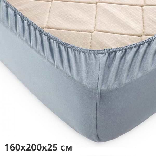 Фото - Простынь полуторная GM Textile на резинке серая 160х200х25