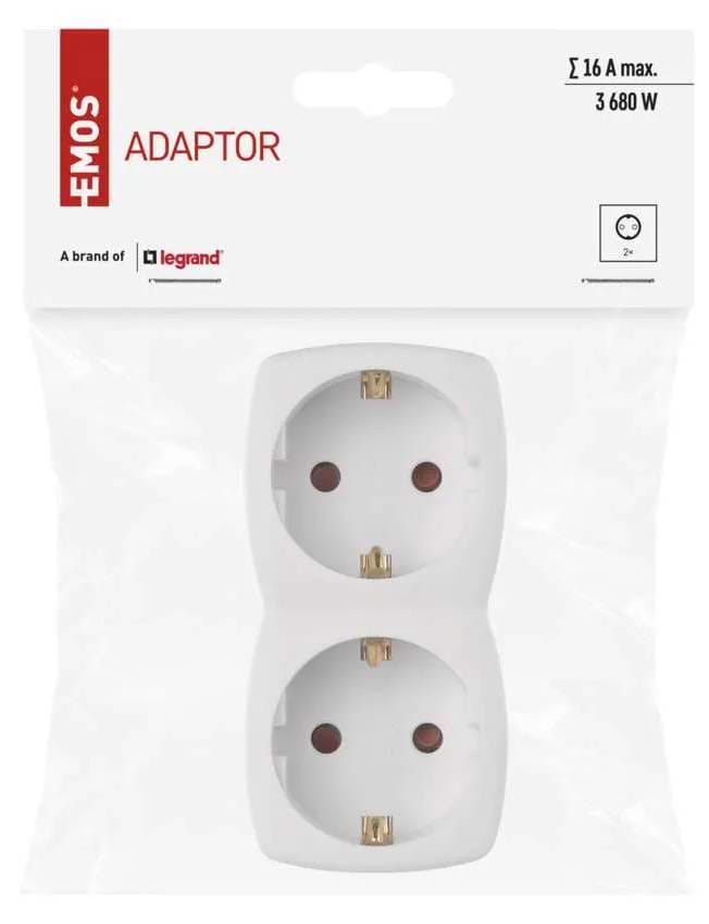 Фото - Разветвитель 220В EMOS P00252N на 2 розетки с заземлением