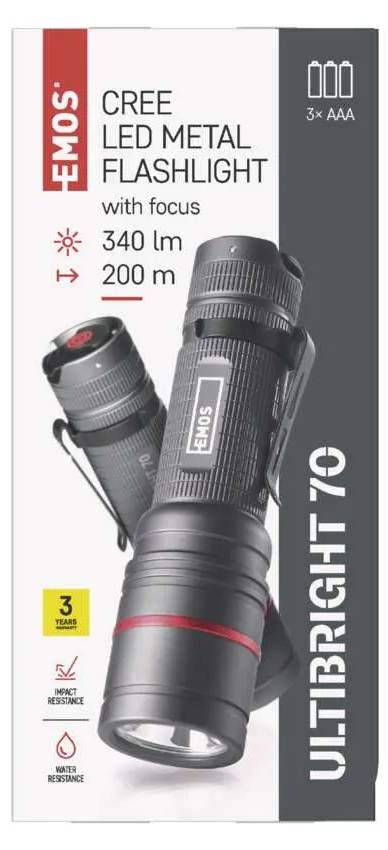 Фото - Фонарь EMOS P3170 Ultibright 70 340 Lm 3xAAA металл фокус