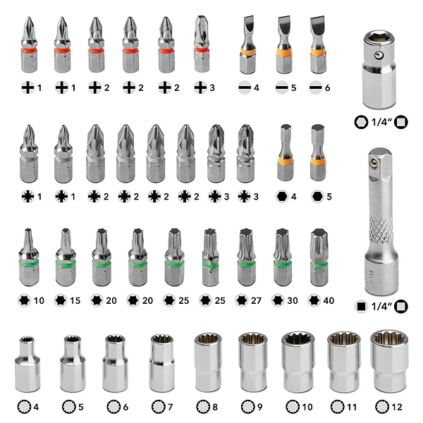 Фото - Викрутка зі змінними бітами Trotec 40 шт. Bit and Socket Wrench Set (6200001005)