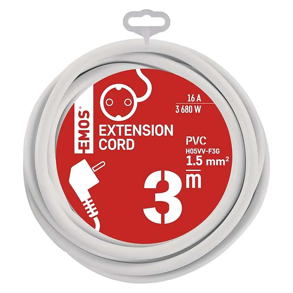 Фото - Удлинитель 220В EMOS P0123R, 1 розетка, 3м.