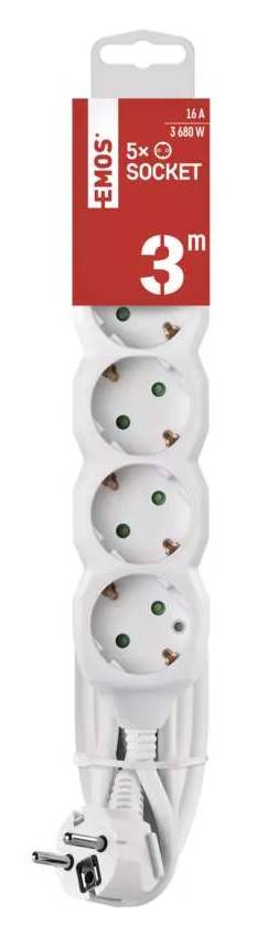 Фото - Подовжувач 220В EMOS P0523R, 5 розетки, 3 м.