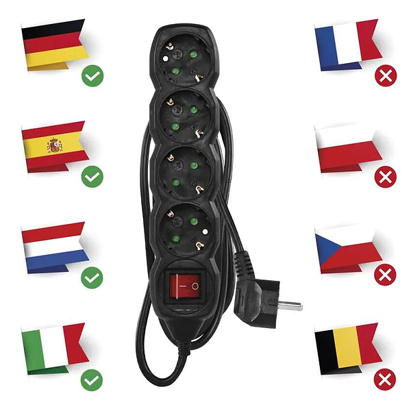 Фото - Подовжувач 220В EMOS PC1421R, 4 розетки, 1,5 м.