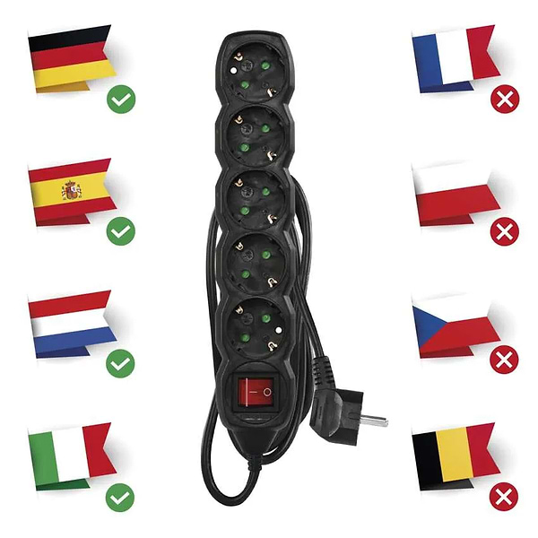 Фото - Удлинитель 220В EMOS PC1521R, 5 розетки, 1,5м.