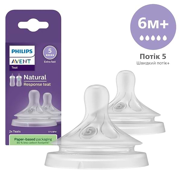 Фото - Большой поток соска детская силиконовая Philips AVENT Natural природный быстрый поток, от 6 мес., 2 шт. (SCY965/02)