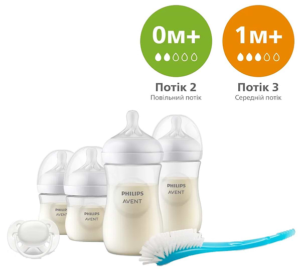 Фото - Бутылочка для кормления Philips AVENT Набор для новорожденных Natural природный поток (SCD838/11)