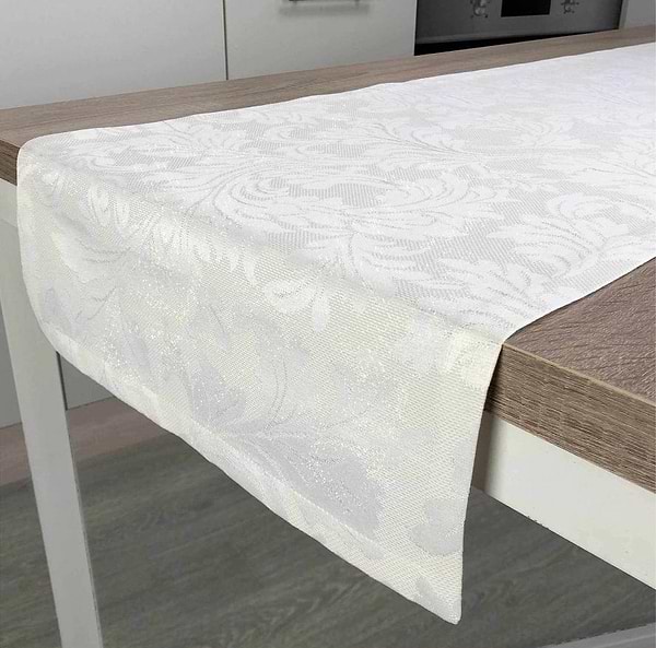 Фото - Скатертина раннер Прованс 40х140 Сяйво Біле срібло (024517)