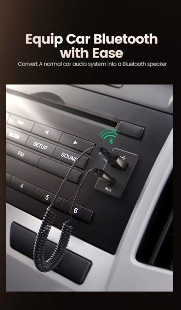 Фото - Адаптер мережі Bluetooth USB UGREEN CM309 Bluetooth Aux with Mic Space Gray (70601)