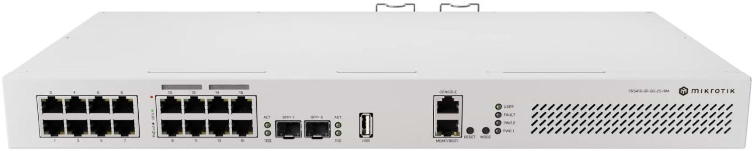 Коммутатор локальної мережі (Switch) MikroTik CRS418-8P-8G-2S+RM